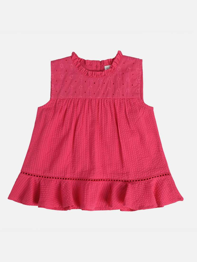 girls self designed sleeveless top