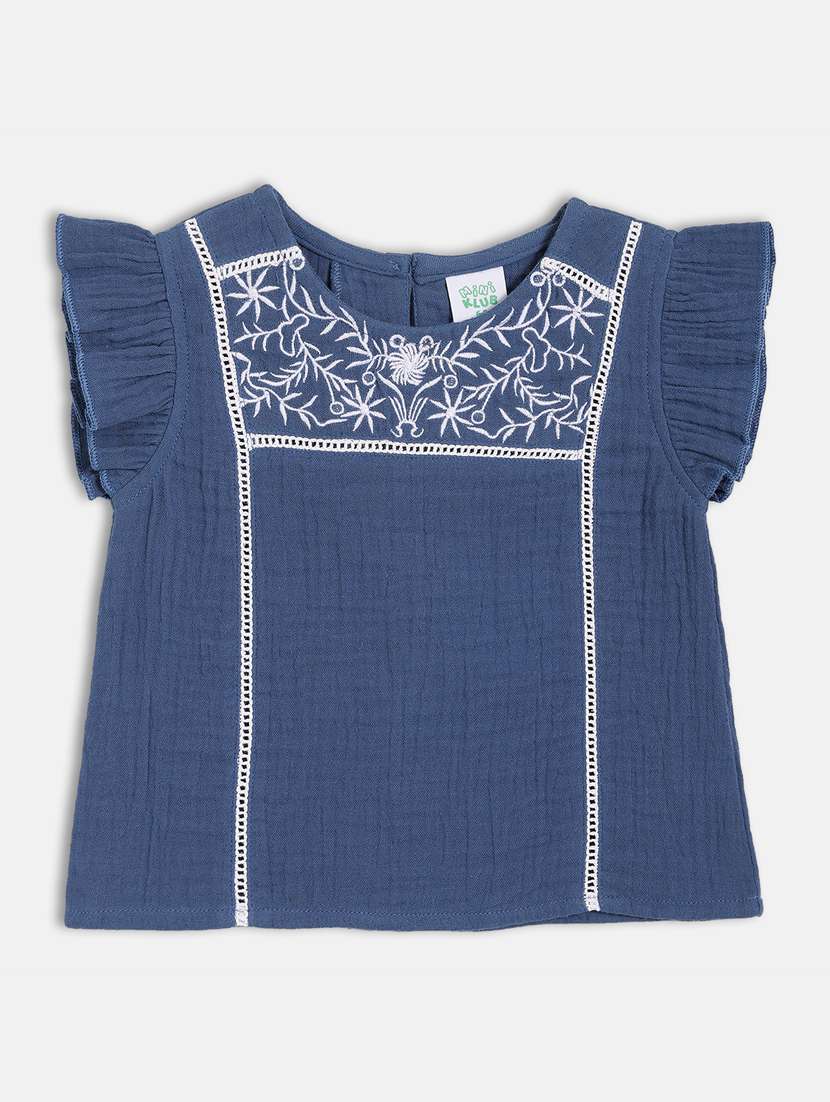 girls embroidered short sleeve top