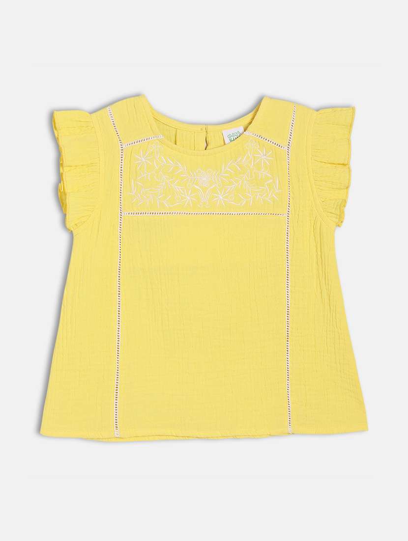 girls embroidered short sleeve top