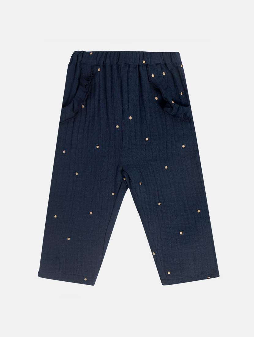 girls printed mid rise trouser