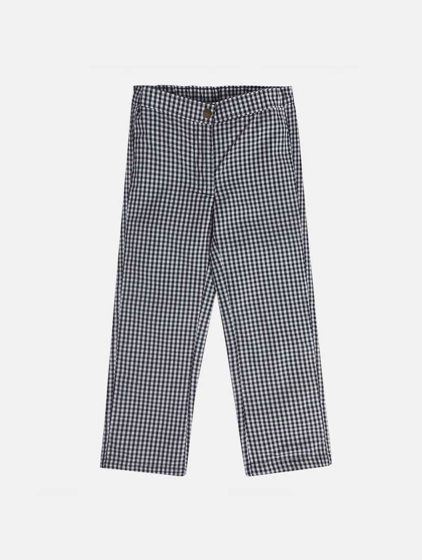 girls checkered mid rise trouser