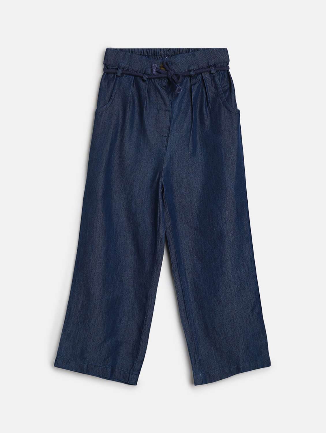 girls solid mid rise trouser