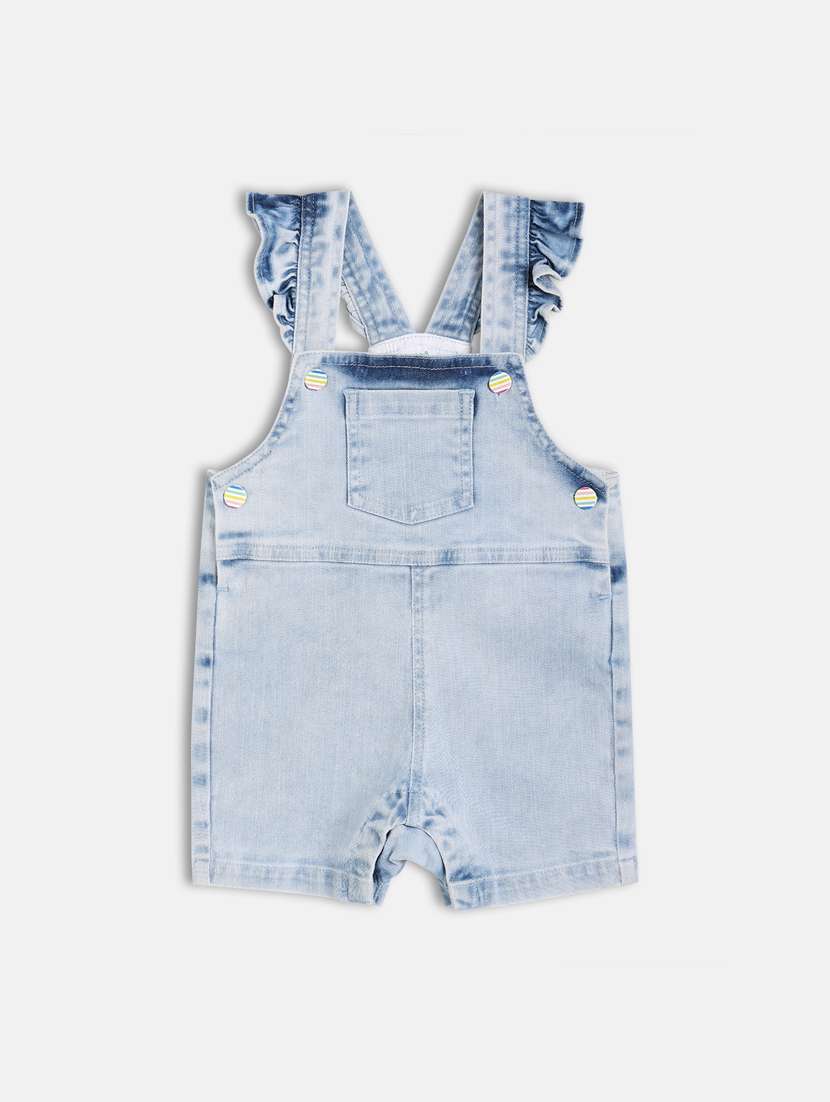girls solid round neck dungaree set - 22108575 -  Standard Image - 5