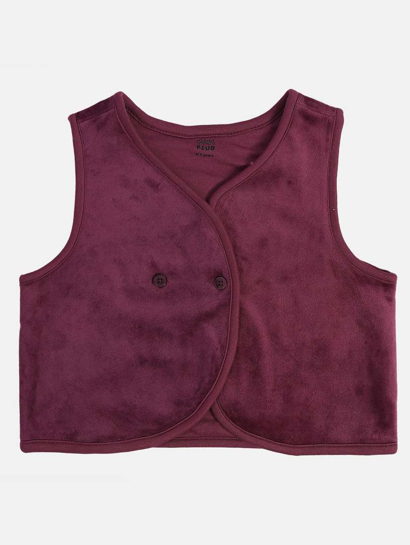 girls solid sleeveless jacket