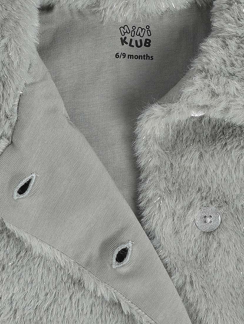 girls solid long sleeve faux fur regular jacket - 22108587 -  Standard Image - 3