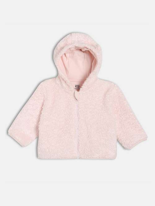 girls solid long sleeve hooded regular jacket - 22108594 -  Standard Image - 0