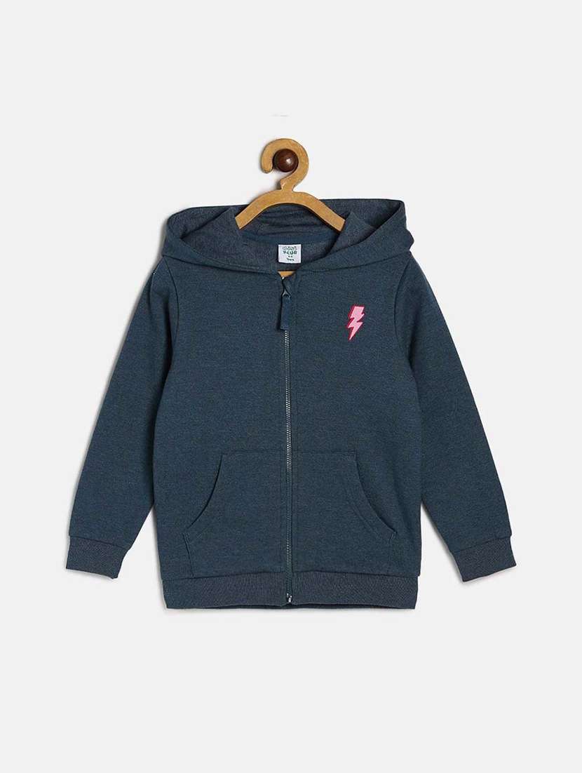 girls typographic long sleeve hooded sweatshirt