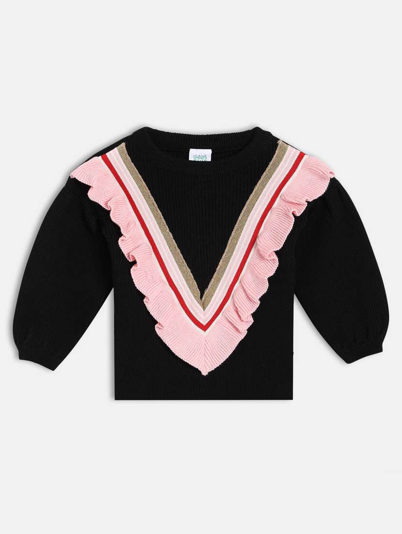 girls self designed long sleeve sweater