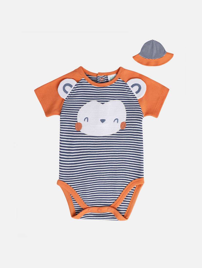 kids striped round neck onesies