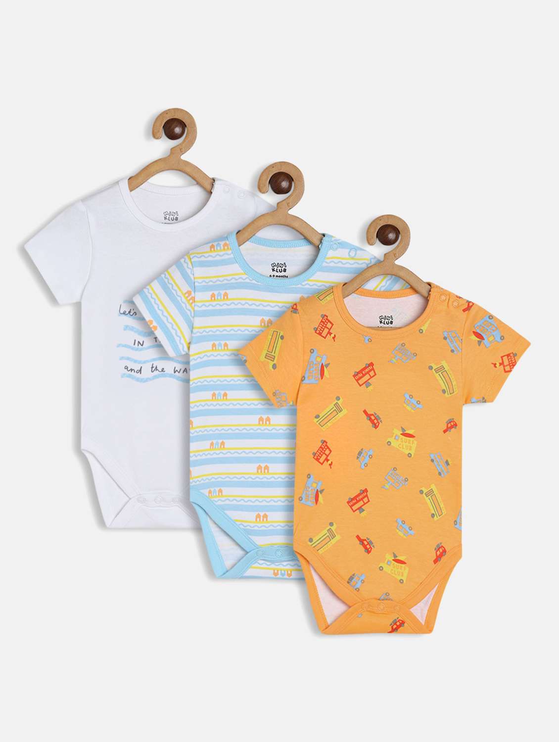 kids pack of 3 printed onesies