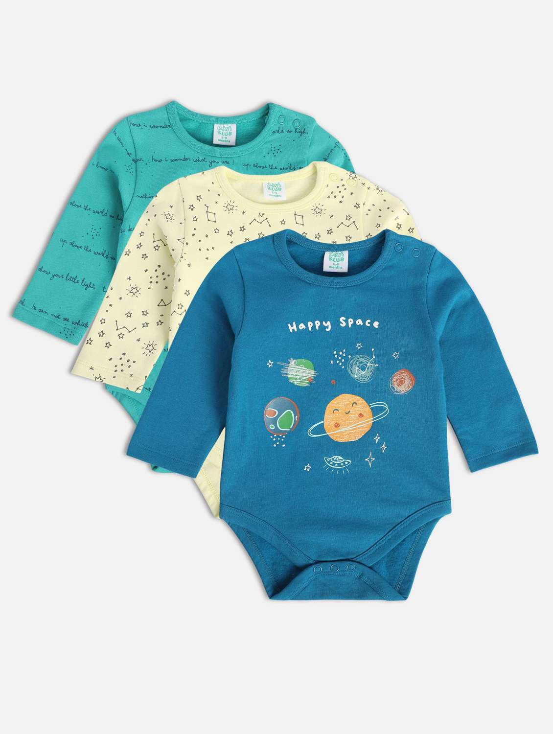 kids pack of 3 printed onesies