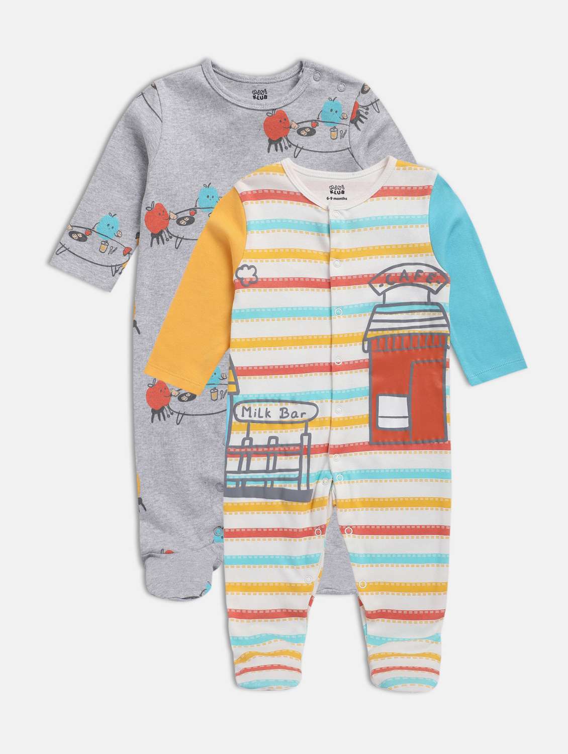 kids pack of 2 printed onesies