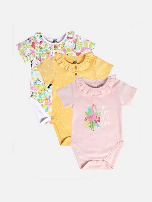 kids pack of 3 printed onesies - 22108861 - Standard Image - 0