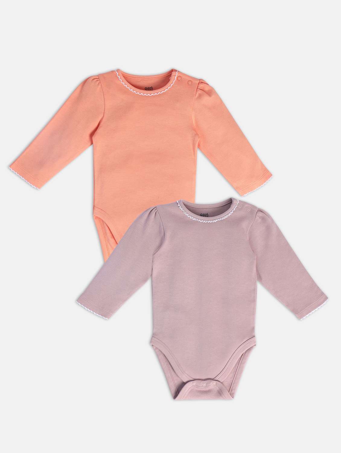 kids pack of 2 solid long sleeve onesies