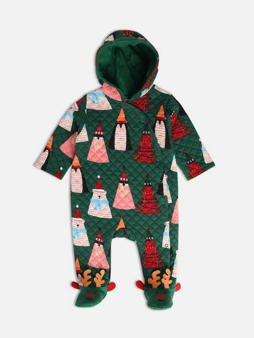kids printed long sleeve hooded onesies - 22108964 -  Standard Image - 0