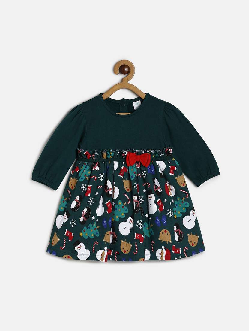 girls printed round neck frock
