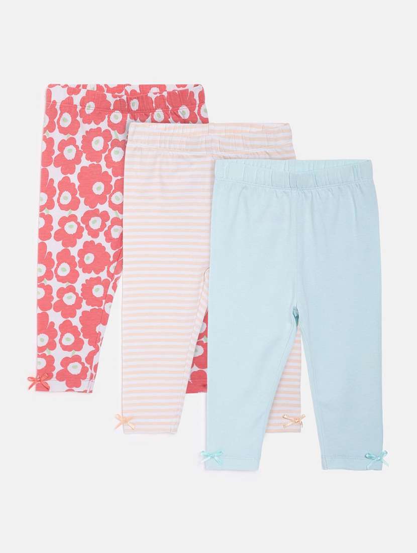 girls pack of 3 printed mid rise legging