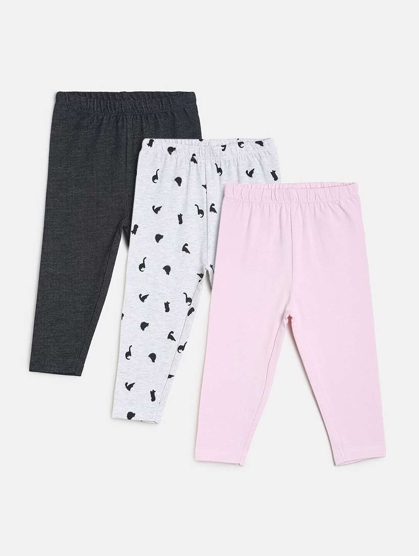 girls pack of 3 printed mid rise legging