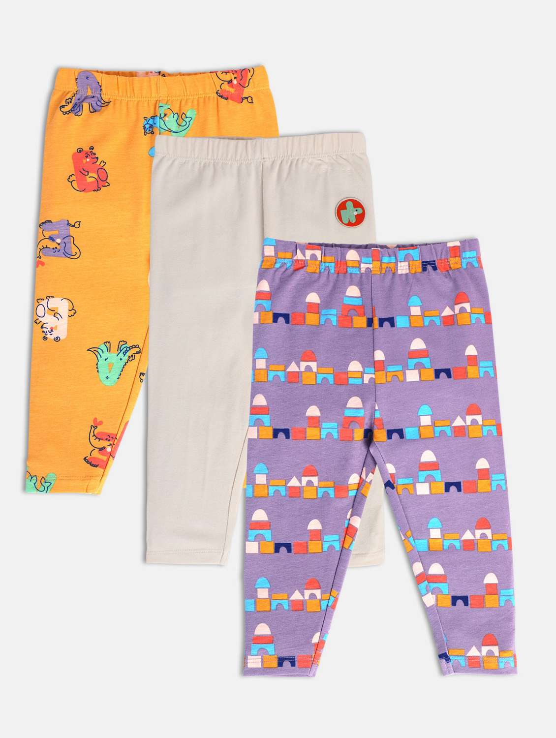 girls pack of 3 printed mid rise legging