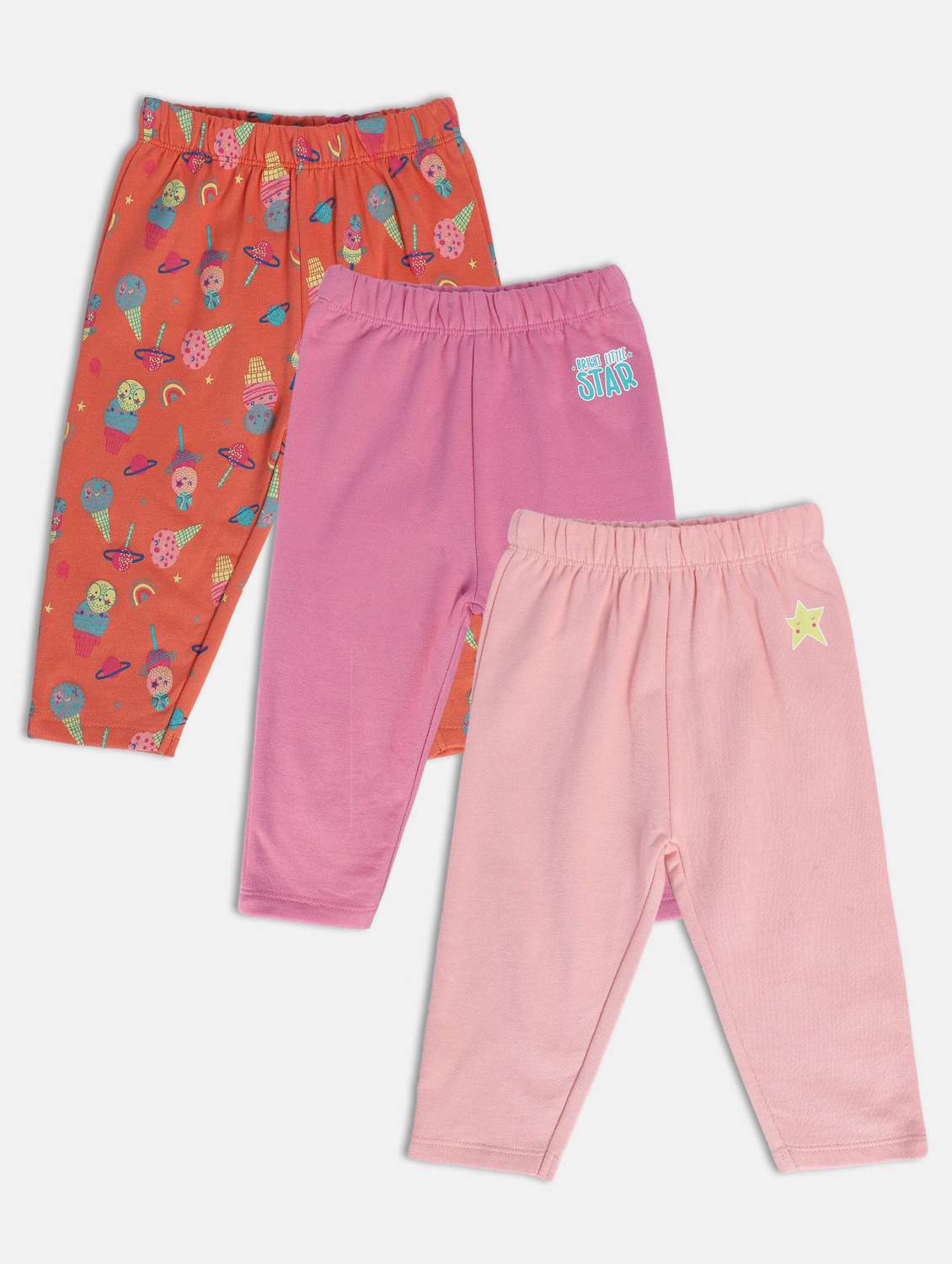 girls pack of 3 printed mid rise legging