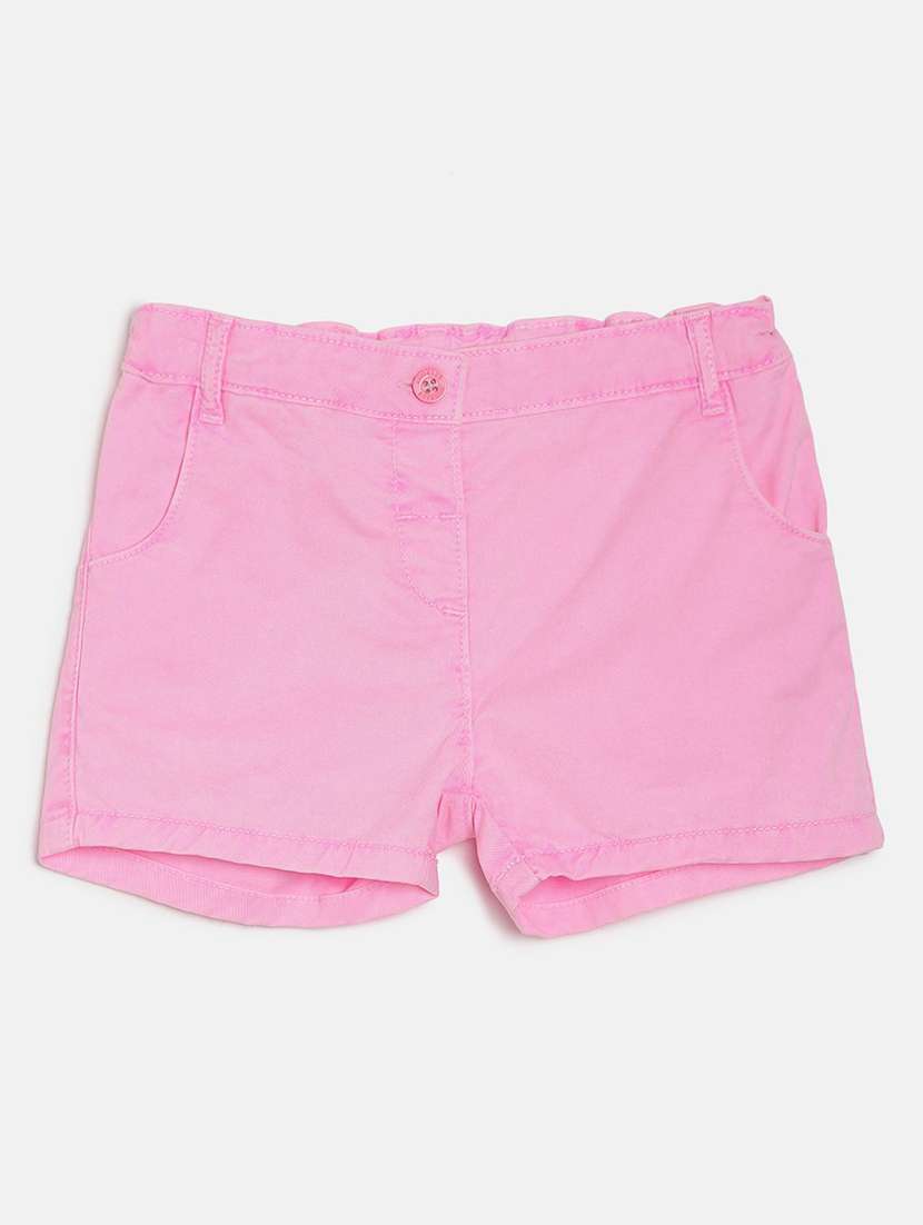 girls solid mid rise shorts