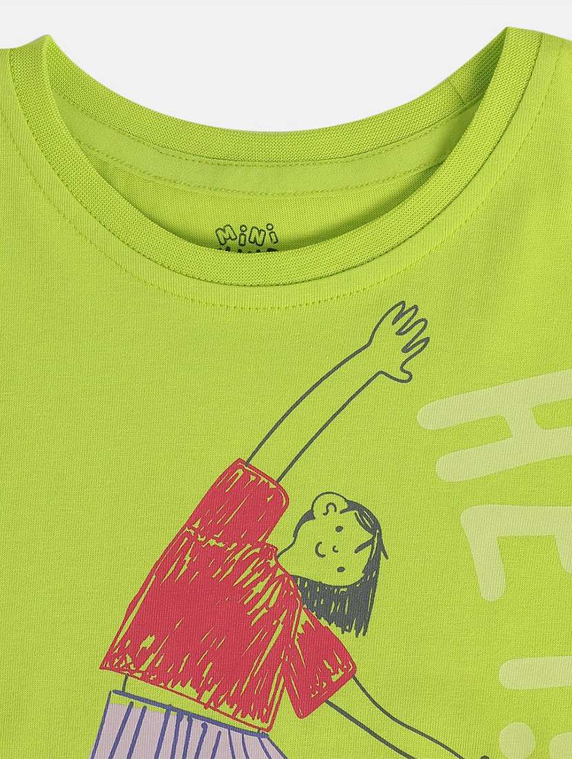 lime graphic cotton tees exclusive for kids - 22109224 -  Standard Image - 3