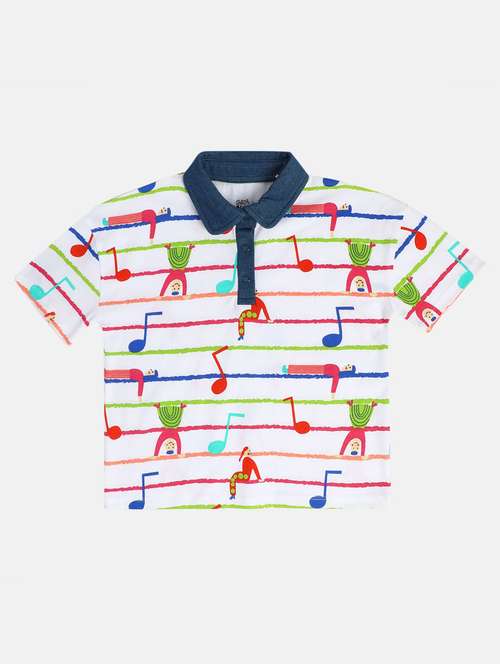 white cotton front print tee - 22109225 -  Standard Image - 0