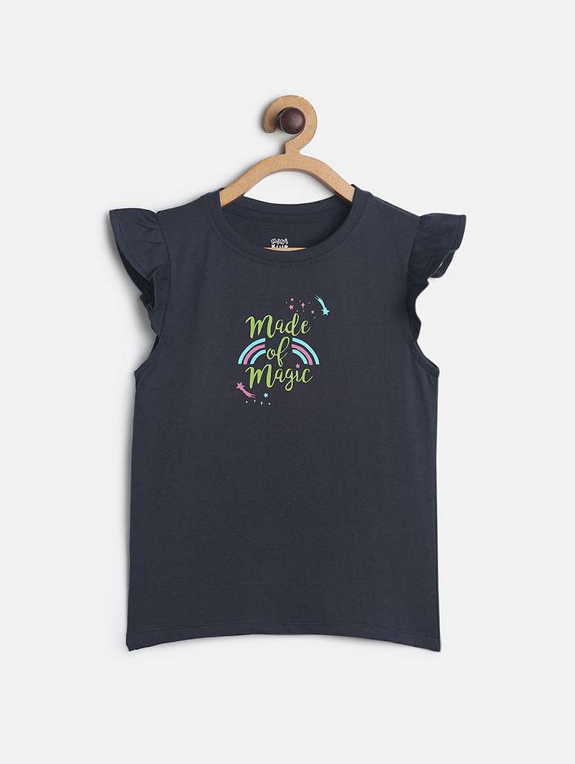 girls printed round neck tee
