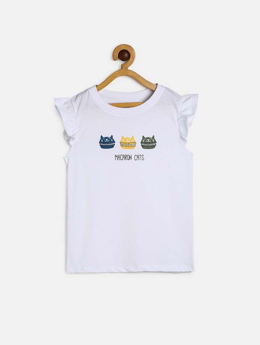 girls printed round neck tee