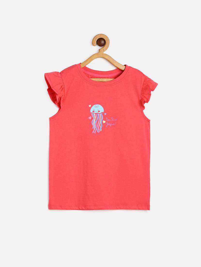 girls printed round neck tee