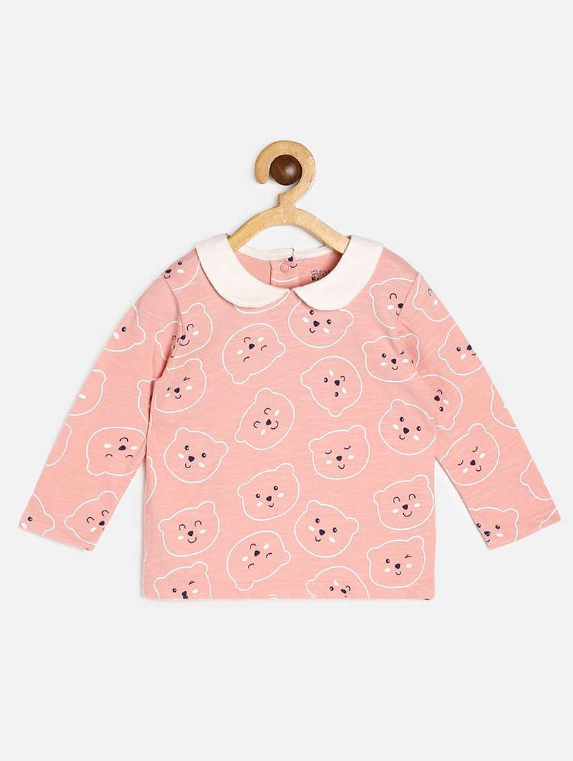 girls printed peter pan neck tee