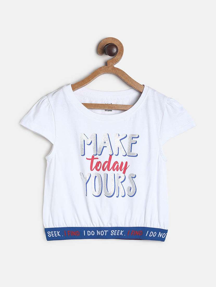 girls printed round neck tee