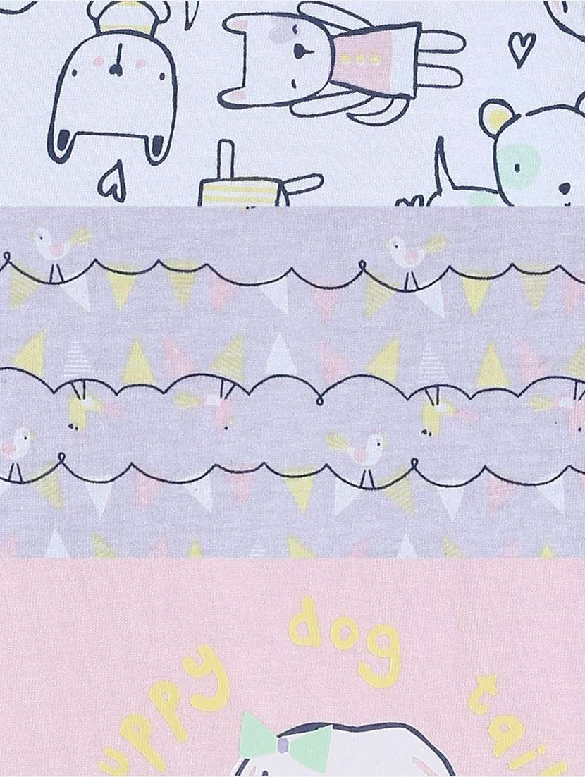 girls pack of 3 printed round neck tee - 22109334 -  Standard Image - 5