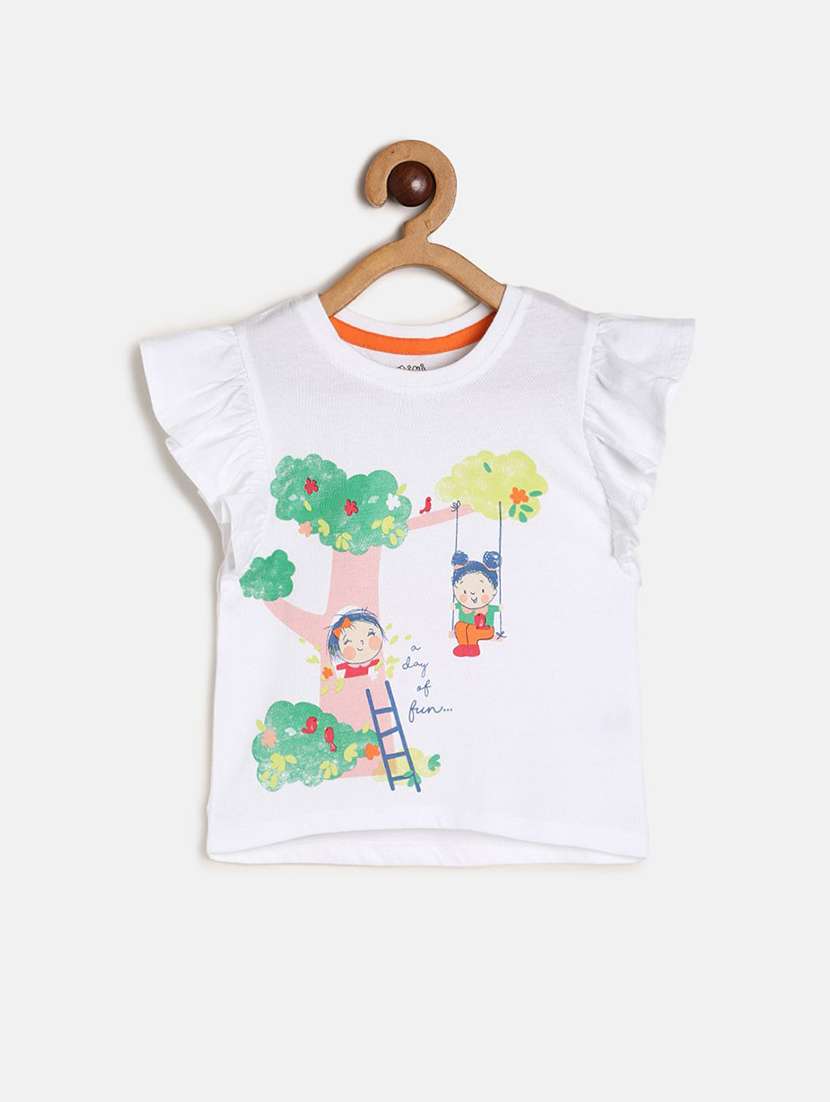 girls printed round neck tee