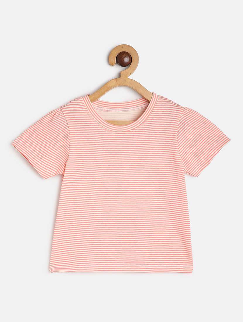 girls striped round neck tee