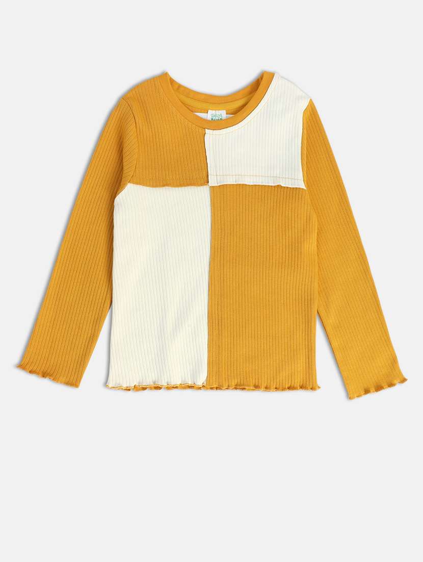 girls color block long sleeve top