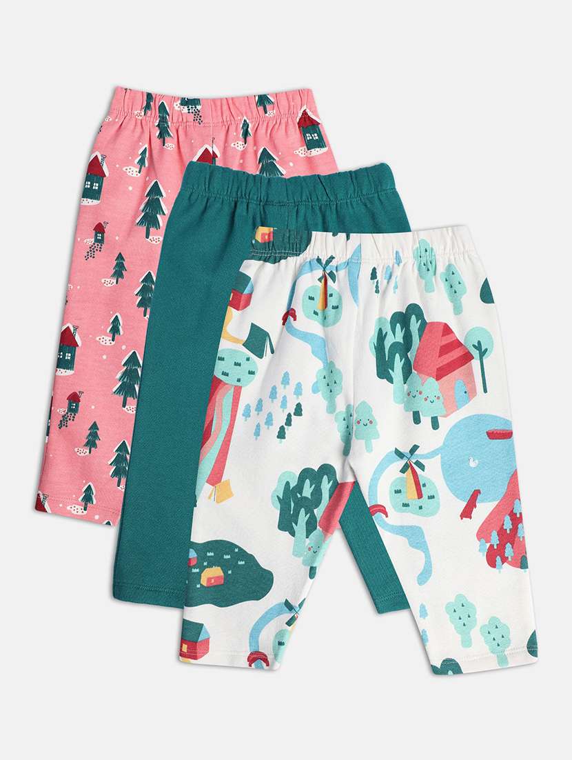 girls pack of 3 printed winterwear trouser