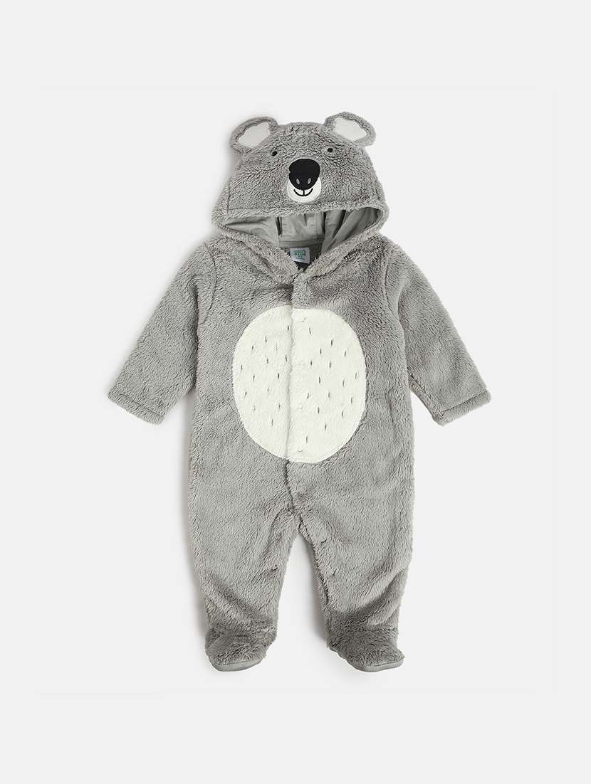 kids solid long sleeve hooded onesies - 22109410 -  Zoom Image - 0