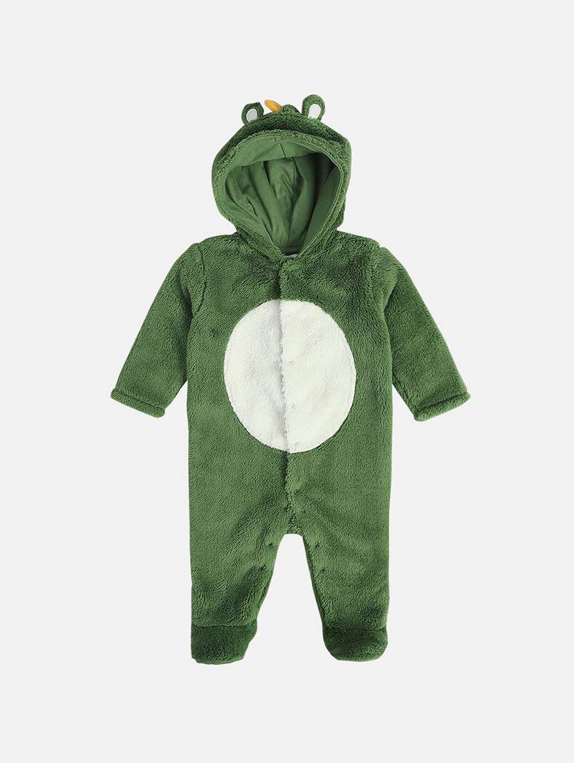 kids solid long sleeve hooded onesies
