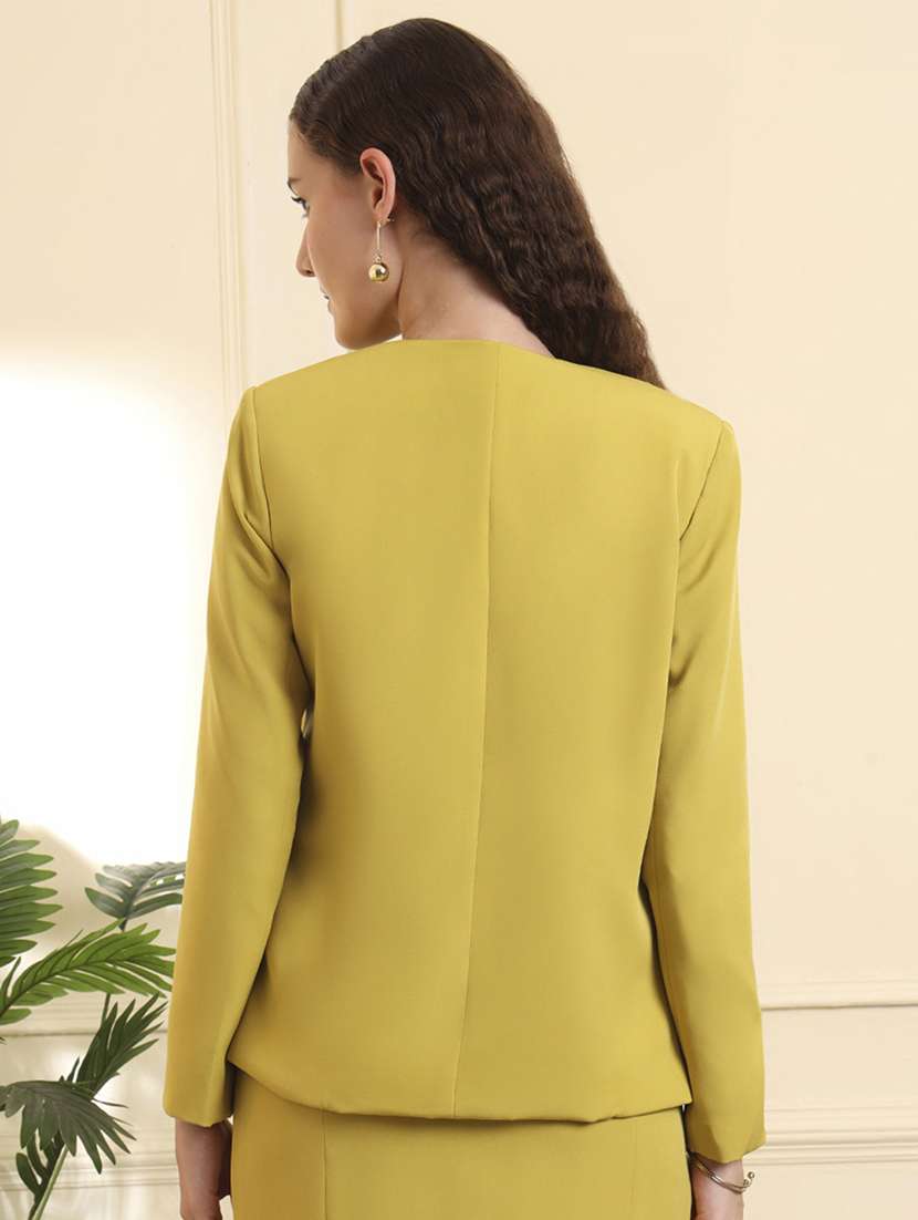 women solid long sleeve single breasted blazer - 22109445 - Standard Image - 5