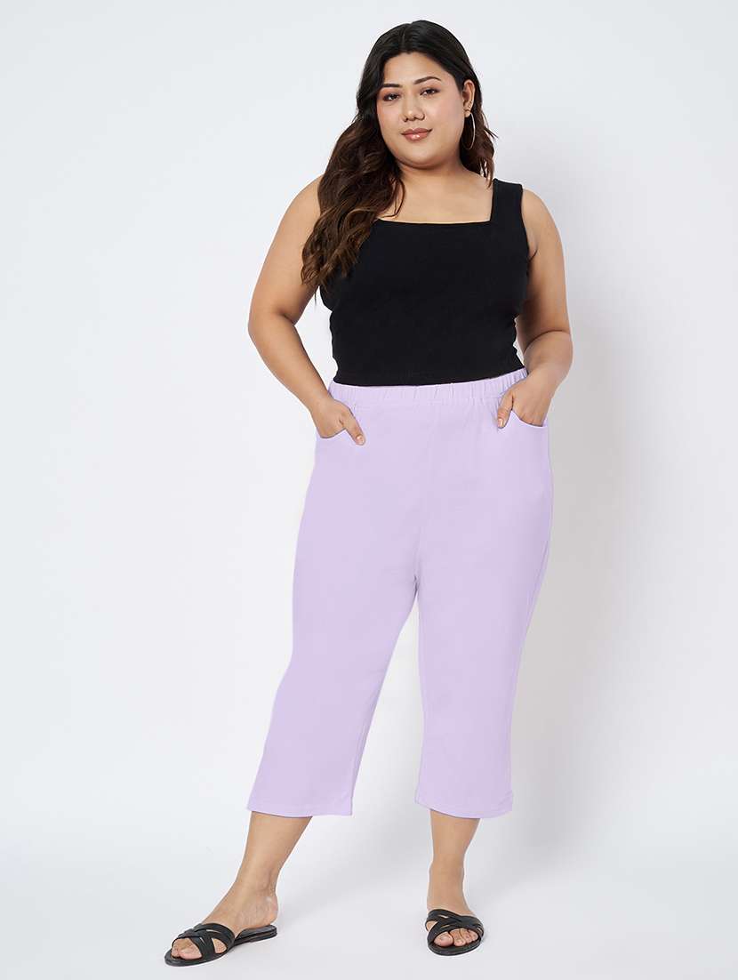 women plus size solid mid rise capri - 22109458 -  Standard Image - 5