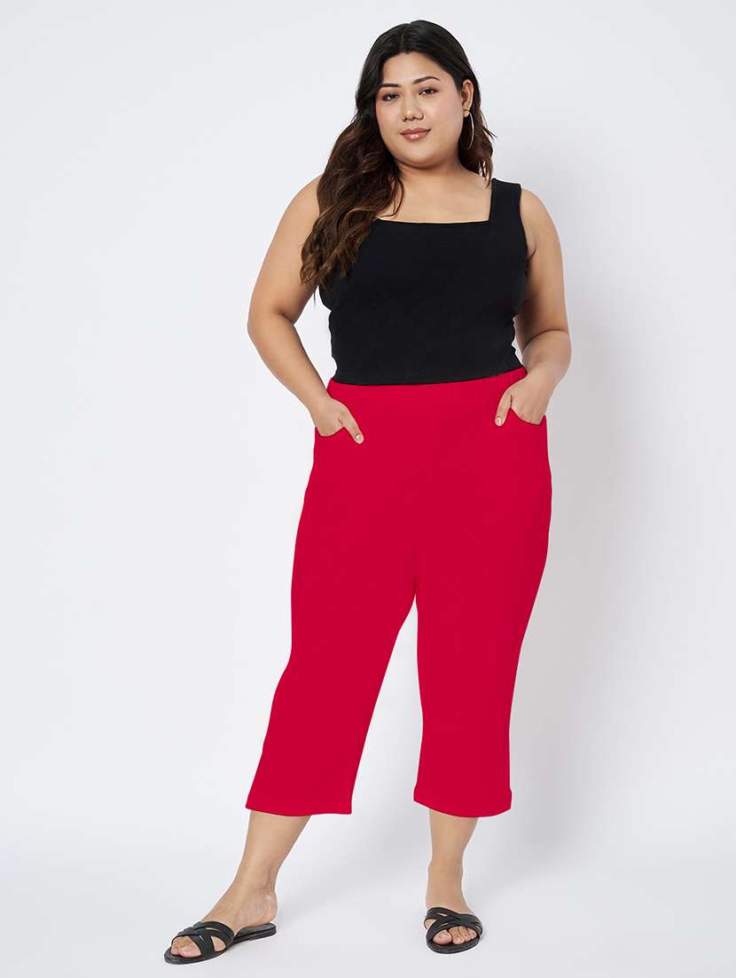women plus size solid mid rise capri - 22109459 -  Standard Image - 5