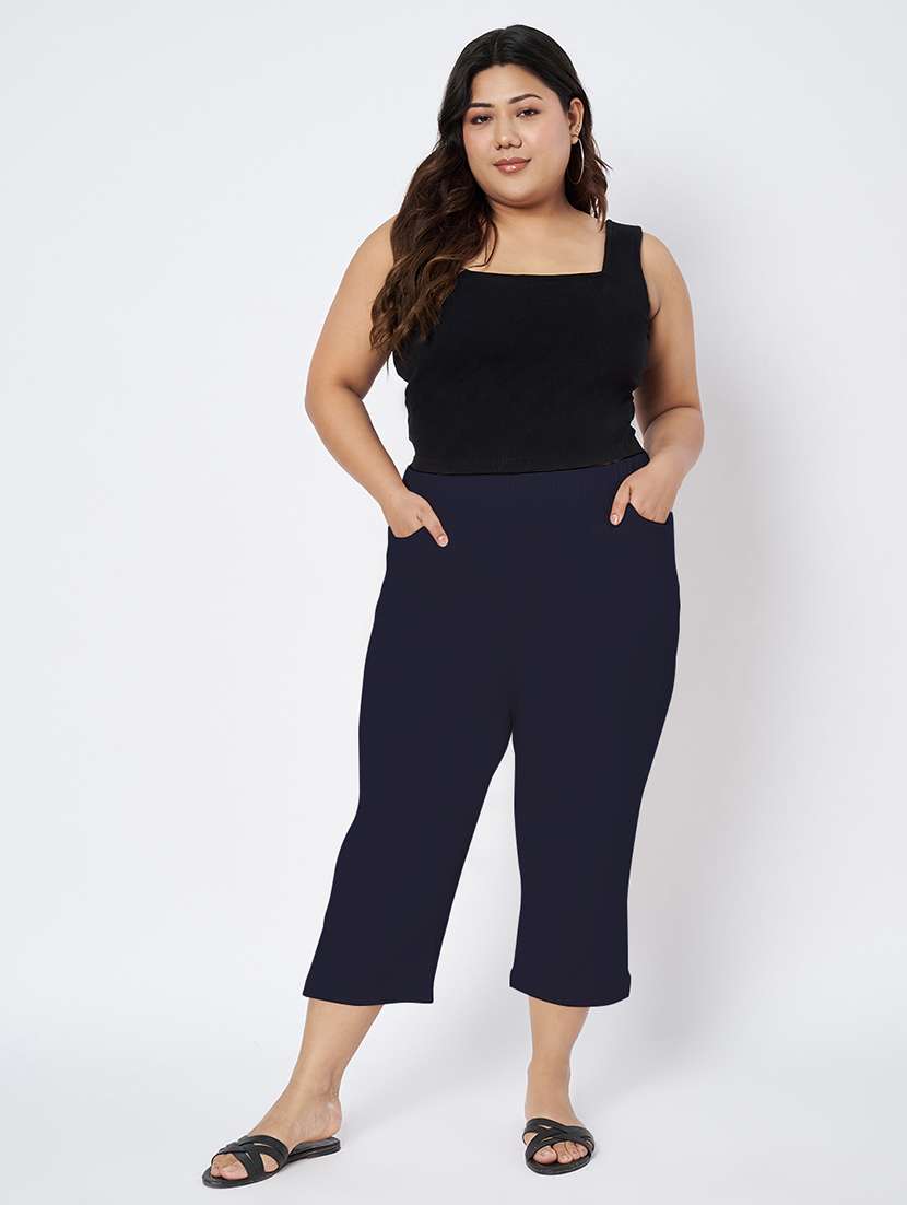 women plus size solid mid rise capri - 22109460 -  Standard Image - 5