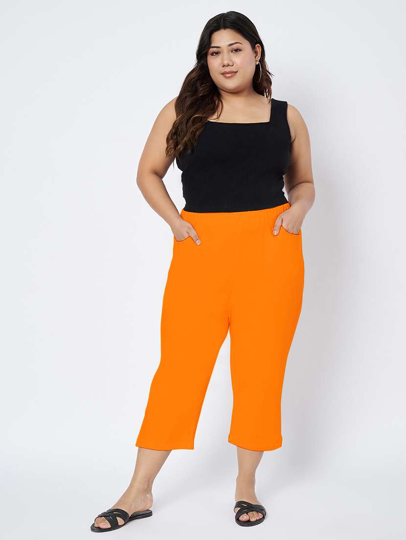 women plus size solid mid rise capri - 22109462 -  Standard Image - 5