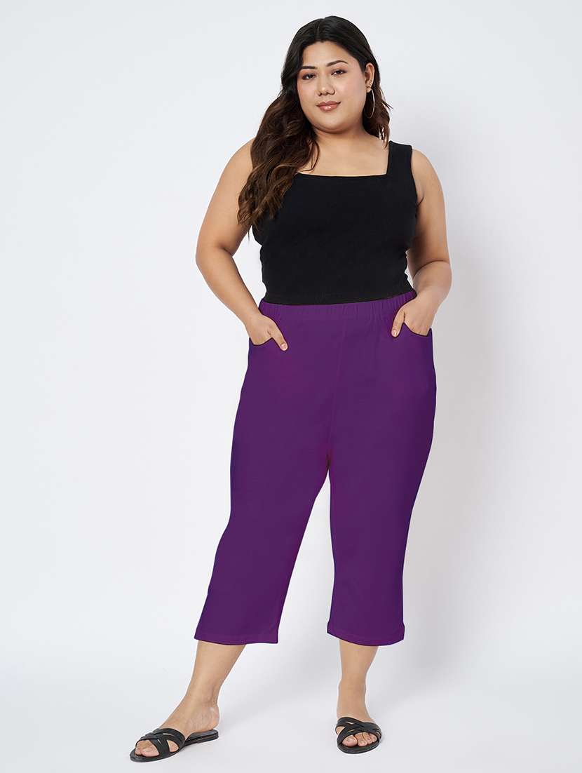 women plus size solid mid rise capri - 22109464 -  Standard Image - 5