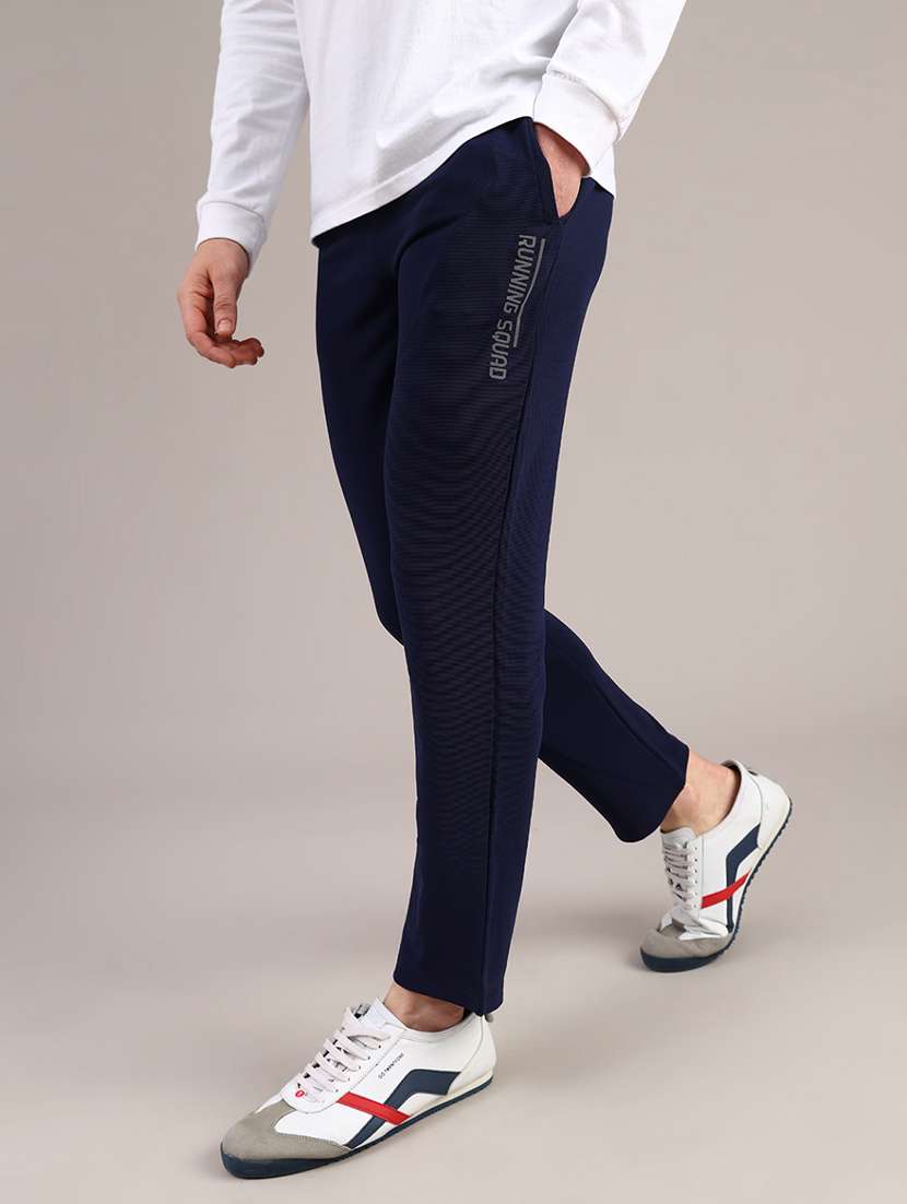 men solid mid rise  full length track pant