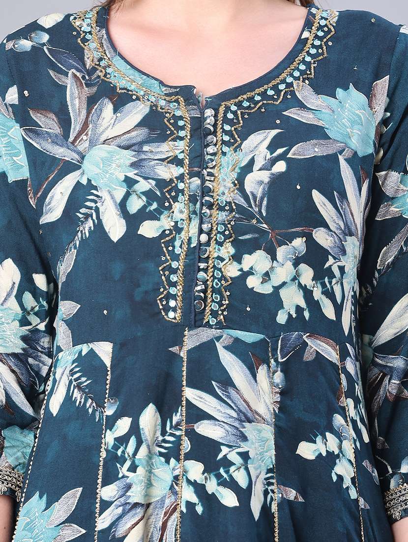 women floral printed three quarter sleeve kurta pant with dupatta set - 22110707 -  Standard Image - 5