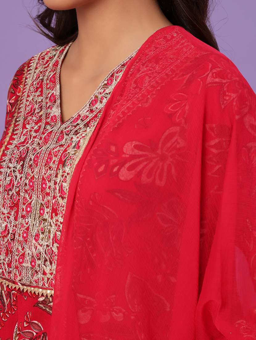 women floral three quarter sleeve kurta pant with dupatta set - 22110781 -  Standard Image - 5