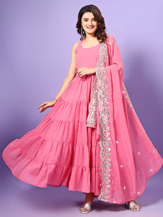 women solid sleeveless kurta dupatta set