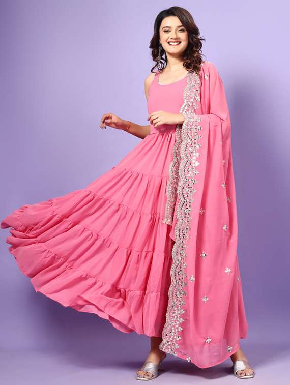 women solid sleeveless kurta dupatta set - 22112070 -  Standard Image - 5